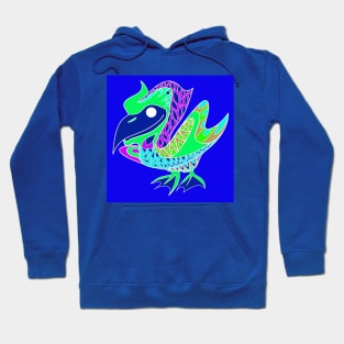 seagull pelican ecopop in blue floral pattern Hoodie